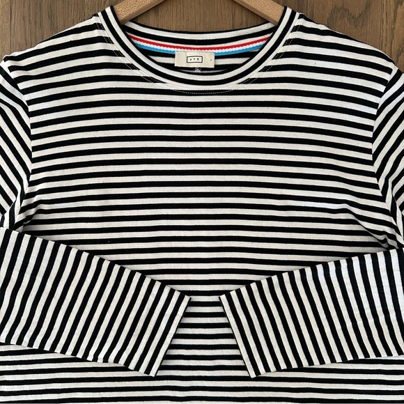 AYR Port Tee Cropped Long Sleeve Crew Neck T-Shirt Black and White Stripe Large - Picture 2 of 8